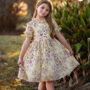 Charming Yellow Floral Kids Dress